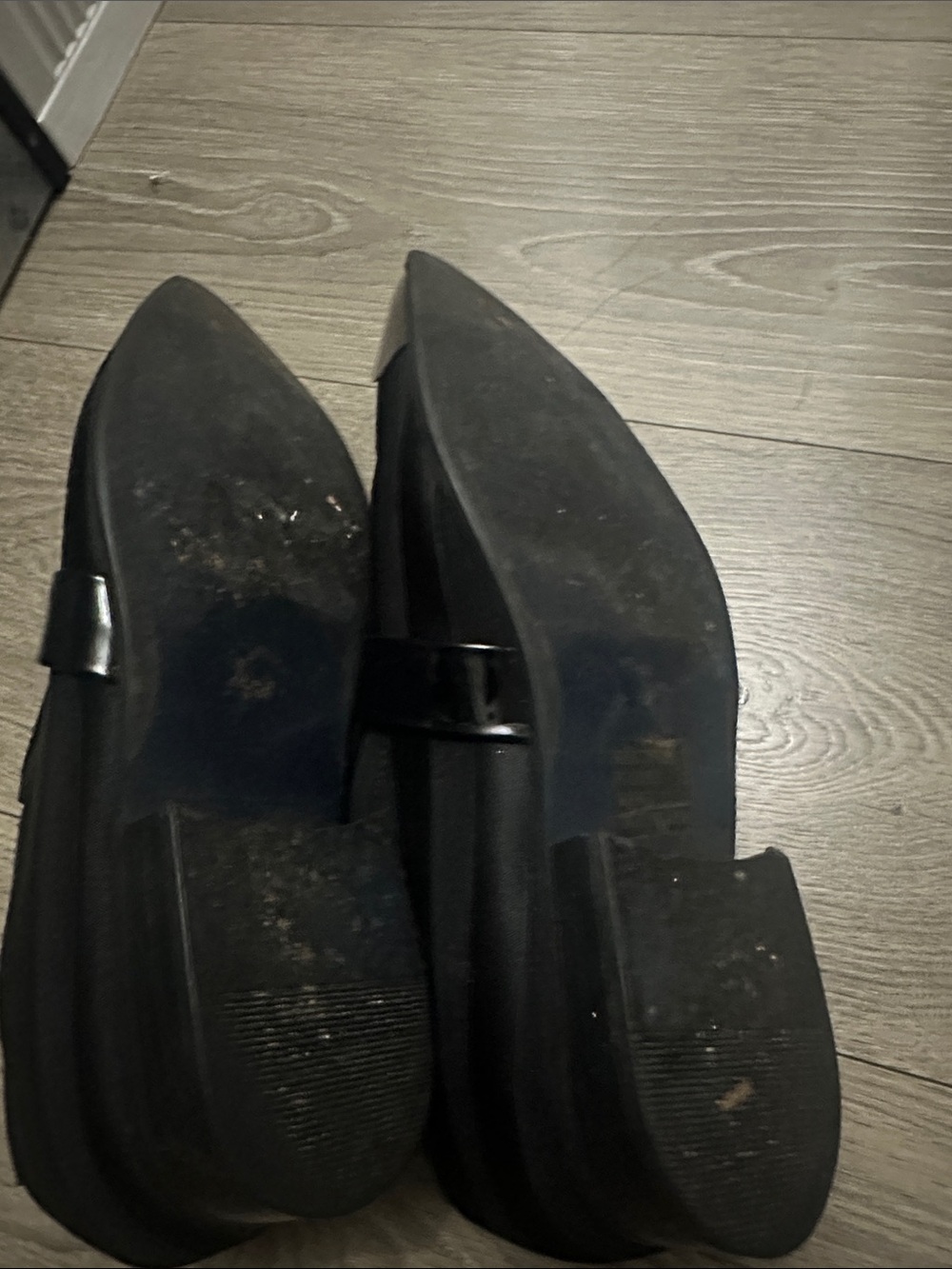 Black Pointed Slip-On Loafers with Metallic Toe - Picture 5 of 5